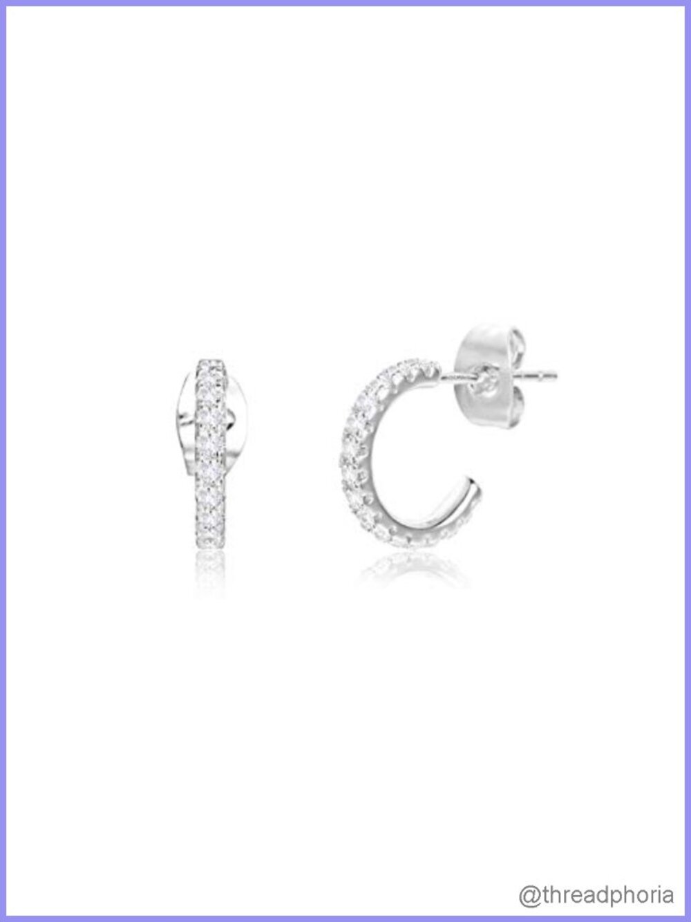 Sterling Silver Cubic Zirconia Hoop Earrings Lightweight Women Gift